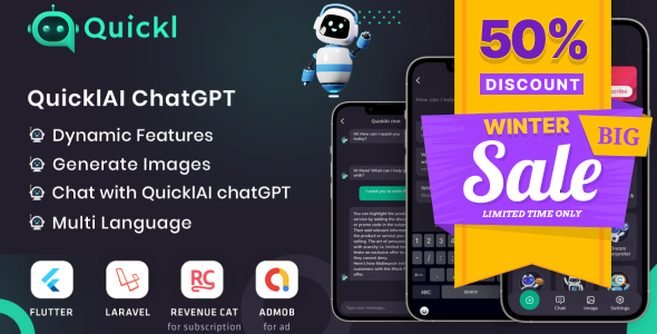 QUICKL – AI Flutter App using OpenAI API with AdMob | Subscription Plan