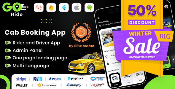 GORIDE | InDriver Clone | Flutter Complete Taxi Booking Solution with Bidding Option