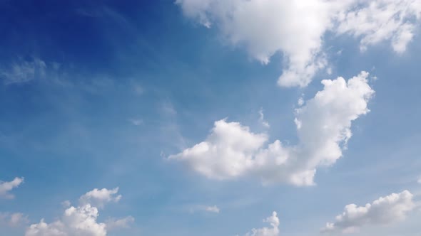 Time Lapse of theement of clouds on a clear day with a pan scene. 4K 25fps