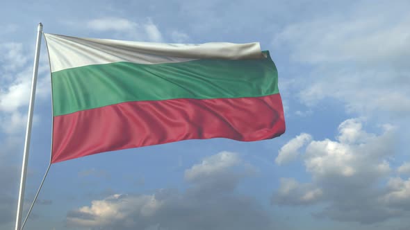 Airliner Flying Over Waving Flag of Bulgaria alt