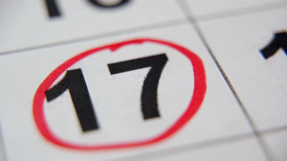 The Calendar 17Th Day of the Month is Circled