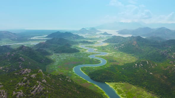 Amazing Aerial View a Curvy Stretch of Amazon River on Andes Mountains in Ecuador