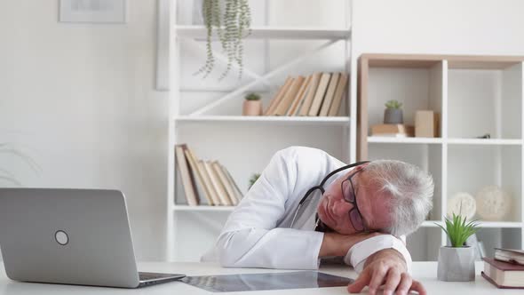 Doctor Fatigue Workplace Nap Man Sleeping at Work