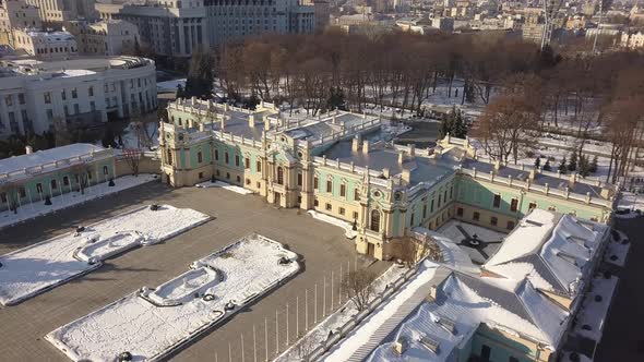 Aerial View To Famous Mariyinsky Palace in Winter Time