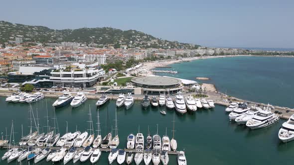 Aerial view of Cannes city in Cote d'Azur region (French Riviera) of France