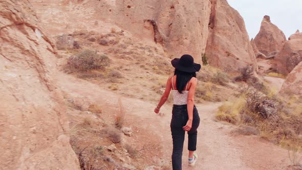 Female Tourist Explores Cappadocia