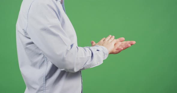 Side view of palms rubbing alt