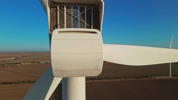 Slow Motion Closeup of Windmill Turbine and Blade Rotation for Alternative Energy Wind Turbine Work