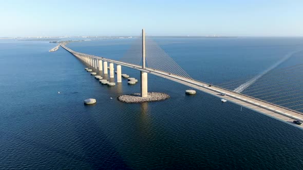 Aerial View of Sunshine Skyway Bridge, Tampa Bay