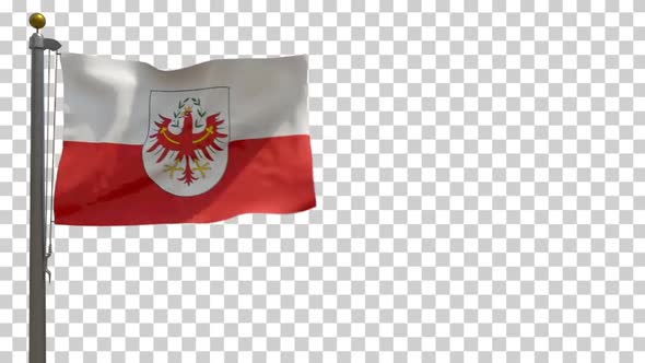 Tyrol / Tirol Flag (Austria) on Flagpole with Alpha Channel - 4K