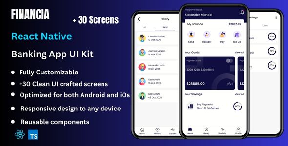 Financia - Banking React Native Expo App Ui Kit