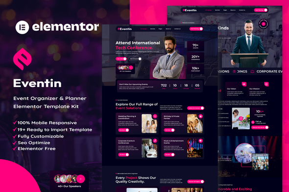 Eventin - Event Organizer & Planner Elementor Template Kit