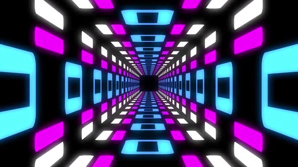 Retro Infinite Tunnel Loop.3D vintage colorful joyful video footage.