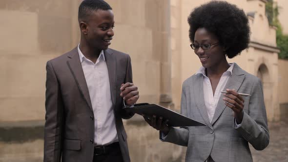 Afro American Business Colleagues Talking on Street