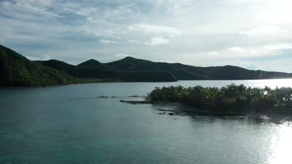 The Wonderful Island Of Fiji Composed Of Blue Calm Ocean and Green Lush Mountain - Wide Shot