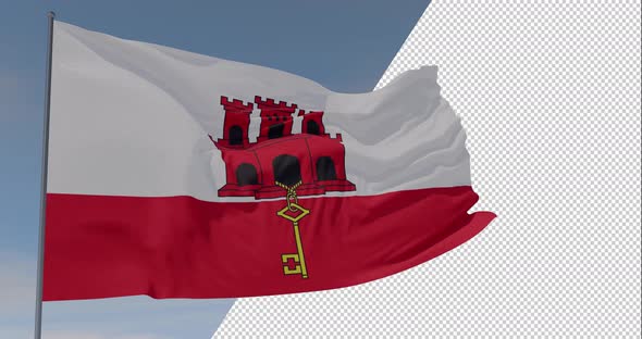 flag Gibraltar patriotism national freedom, seamless loop, alpha channel