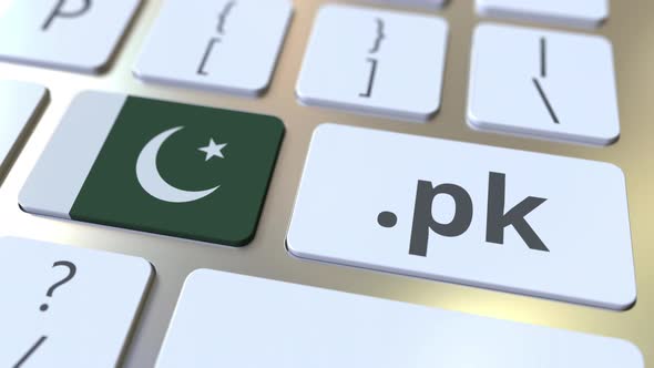 Pakistani Domain .Pk and Flag of Pakistan on the Keyboard