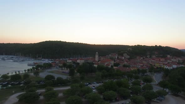 Aerial view of the port town Skradin in Šibenik-Knin County Croatia