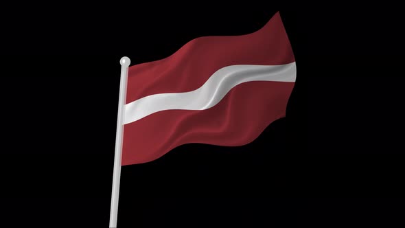 Latvia Flag Flying Animated Black Background