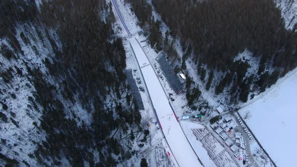 Flight Over Great Krokiew (Wielka Krokiew) Ski Jumping Hill, Zakopane, Poland