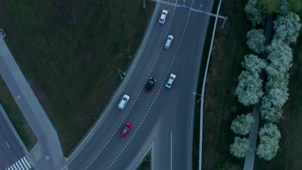 Top View of Car Traffic in the City