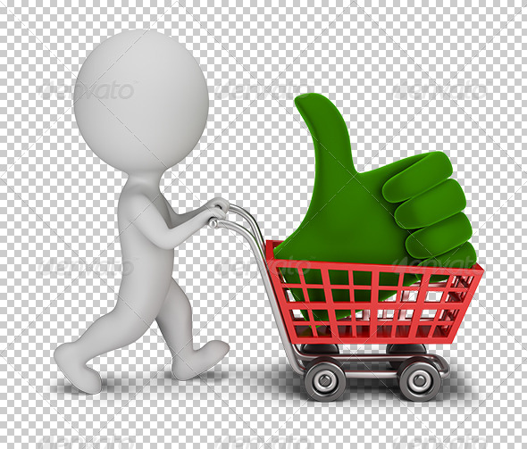 3D Small People - Positive Symbol in the Cart