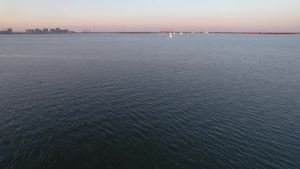 sailboats on a lake