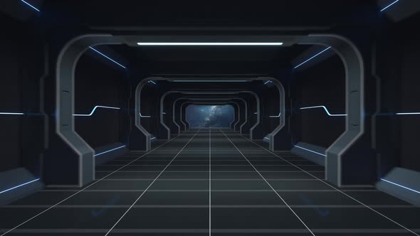 Futuristic tunnel and empty room
