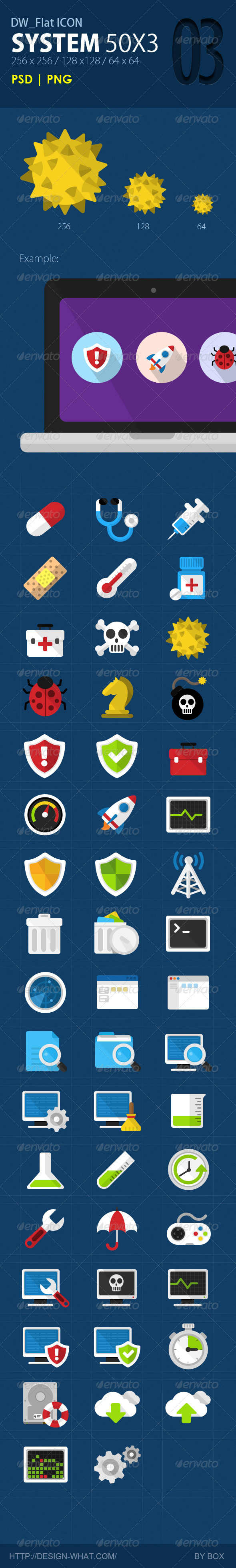 50 Flat ICONs (System)