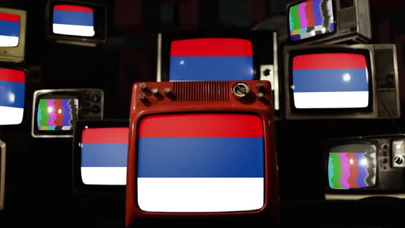 Flag of Misiones Province, Argentina, and Retro TVs.