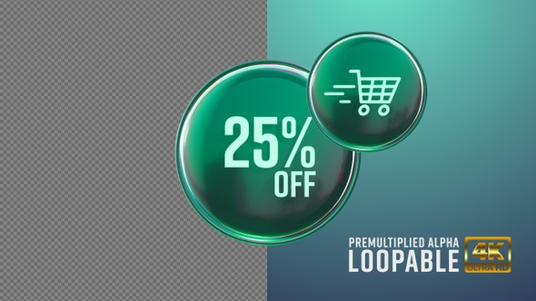 Sale Discount Twenty Five Off Badge Looping with Alpha Channel