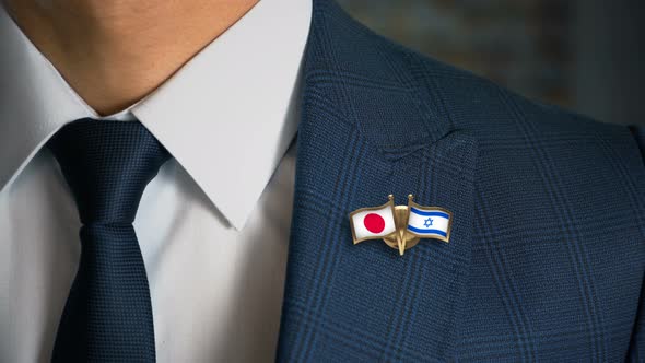 Businessman Friend Flags Pin Japan Israel