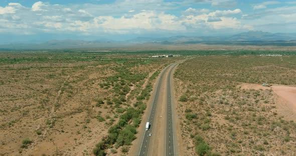 Aerial View of Arizona Mountains in High Speed Highway