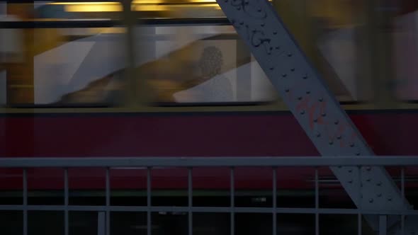 Molecule Man and passing tramway, Berlin, Germany