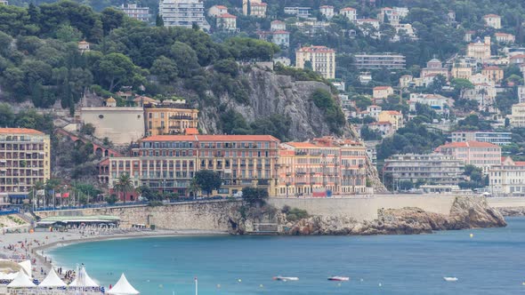 Beautiful Panoramic Aerial View City of Nice Timelapse France