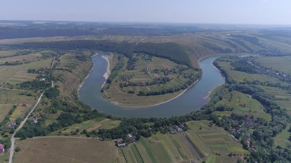 Aerial of a curved river