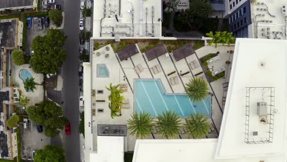 Aerial Pull Out Rooftop Swimming Pool Flagler Village Fort Lauderdale Fl Usa