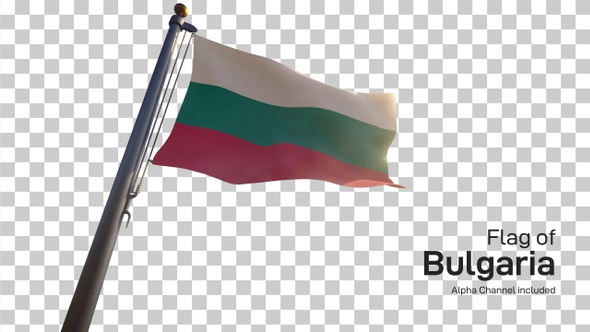 Bulgaria Flag on a Flagpole with Alpha-Channel