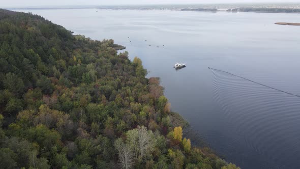 Aerial View of the Dnipro River - the Main River of Ukraine