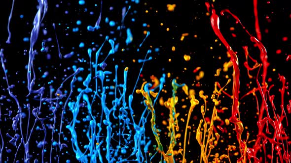 Colorful Splashing Paint in Super Slow Motion