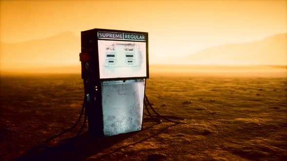 A Vintage Rusted Gas Pump Abandoned in the Desert