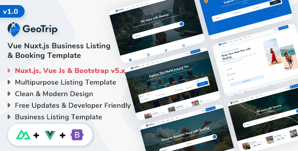 GeoTrip - Nuxt.js Multipurpose Business Listing & Booking Template