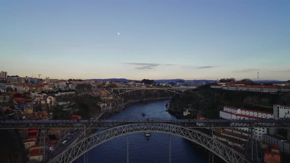 Aerial View of Porto Oporto Riverside Old Town Portugal