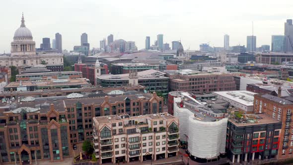 Aerial view near the city of London