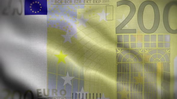 200 Euro Note Flag Loop Background 4K