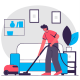 Man Doing House Cleaning with Vacuum Cleaner - GraphicRiver Item for Sale
