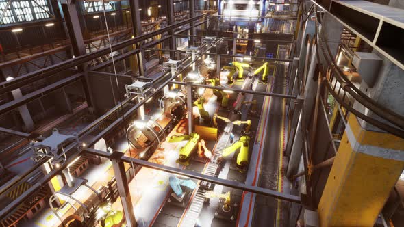 Robotic Arms in a Car Factory alt