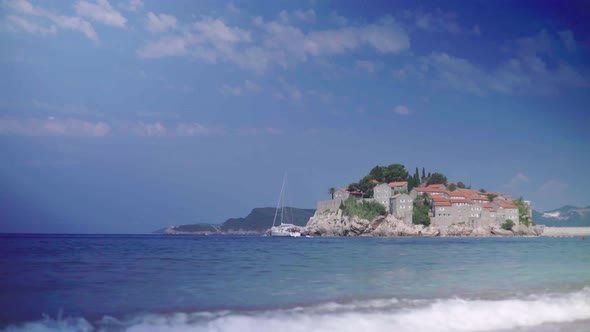 Sveti Stefan Is a Tourist Town By the Sea. Montenegro. Day