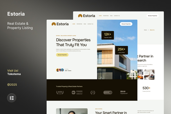 Estoria - Real Estate & Property Listing Website Elementor Template Kit