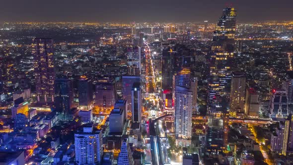 Aerial View of MahaNakhon Tower Downtown of Bangkok City Thailand Cityscape